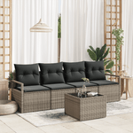Casa si Gradina - Gradina si terasa - Mobilier exterior - Canapele si fotolii gradina - Set Canapea Gradina  5 Piese cu Perna Gri Ratan Polimer - Infinity.ro