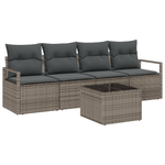 Casa si Gradina - Gradina si terasa - Mobilier exterior - Canapele si fotolii gradina - Set Canapea Gradina  5 Piese cu Perna Gri Ratan Polimer - Infinity.ro