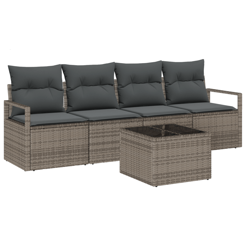 Casa si Gradina - Gradina si terasa - Mobilier exterior - Canapele si fotolii gradina - Set Canapea Gradina  5 Piese cu Perna Gri Ratan Polimer - Infinity.ro
