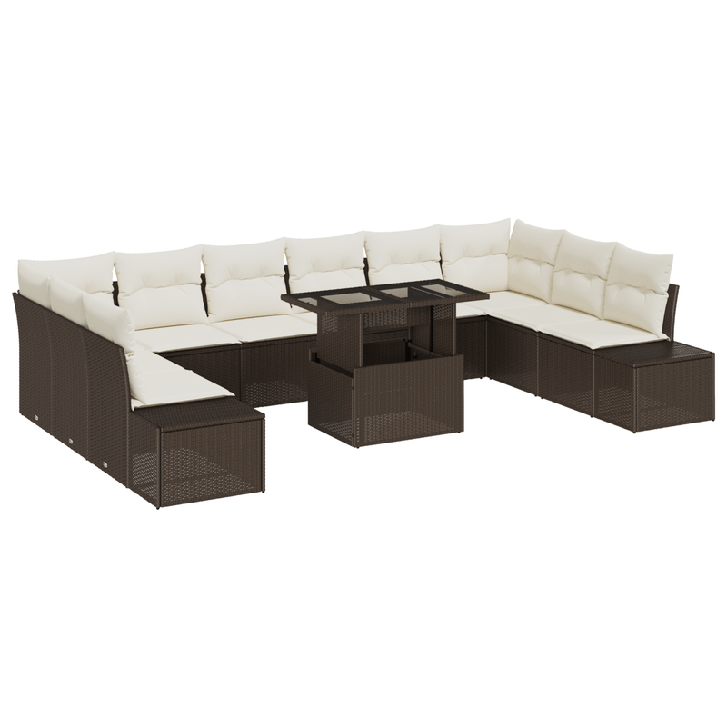 Casa si Gradina - Gradina si terasa - Mobilier exterior - Canapele si fotolii gradina - Set de canapea pentru gradina cu 11 piese si perne maro din poliratan - Infinity.ro