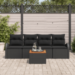 Casa si Gradina - Gradina si terasa - Mobilier exterior - Canapele si fotolii gradina - Set canapea gradina  cu perne negru ratan poliester acacia - Infinity.ro