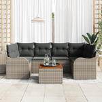 Casa si Gradina - Gradina si terasa - Mobilier exterior - Canapele si fotolii gradina - Set de Canapea Gradina  7 Piese cu Perne Gri Poliratan Acacia - Infinity.ro