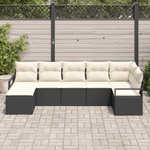 Casa si Gradina - Gradina si terasa - Mobilier exterior - Canapele si fotolii gradina - Set de canapea de gradina  7 piese cu perne Negru Ratan Poli - Infinity.ro