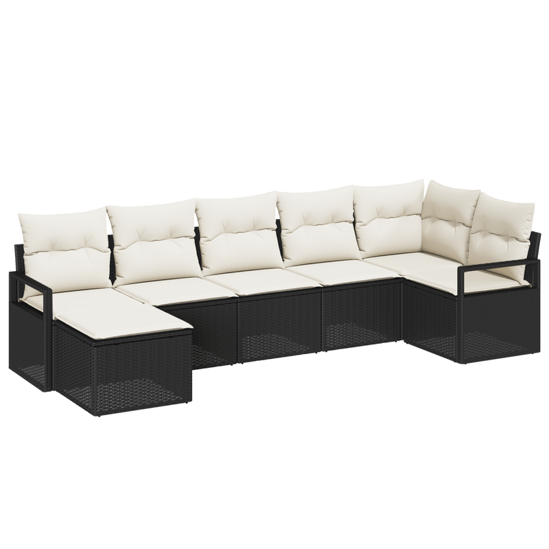 Casa si Gradina - Gradina si terasa - Mobilier exterior - Canapele si fotolii gradina - Set de canapea de gradina  7 piese cu perne Negru Ratan Poli - Infinity.ro