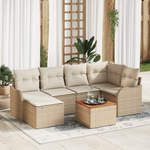 Casa si Gradina - Gradina si terasa - Mobilier exterior - Canapele si fotolii gradina - Set Canapea Gradina cu Perne Bej Ratan Poli Acacia - Infinity.ro