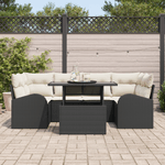 Casa si Gradina - Gradina si terasa - Mobilier exterior - Canapele si fotolii gradina - Set canapea gradina  7 piese cu perne, Negru, Ratan - Infinity.ro