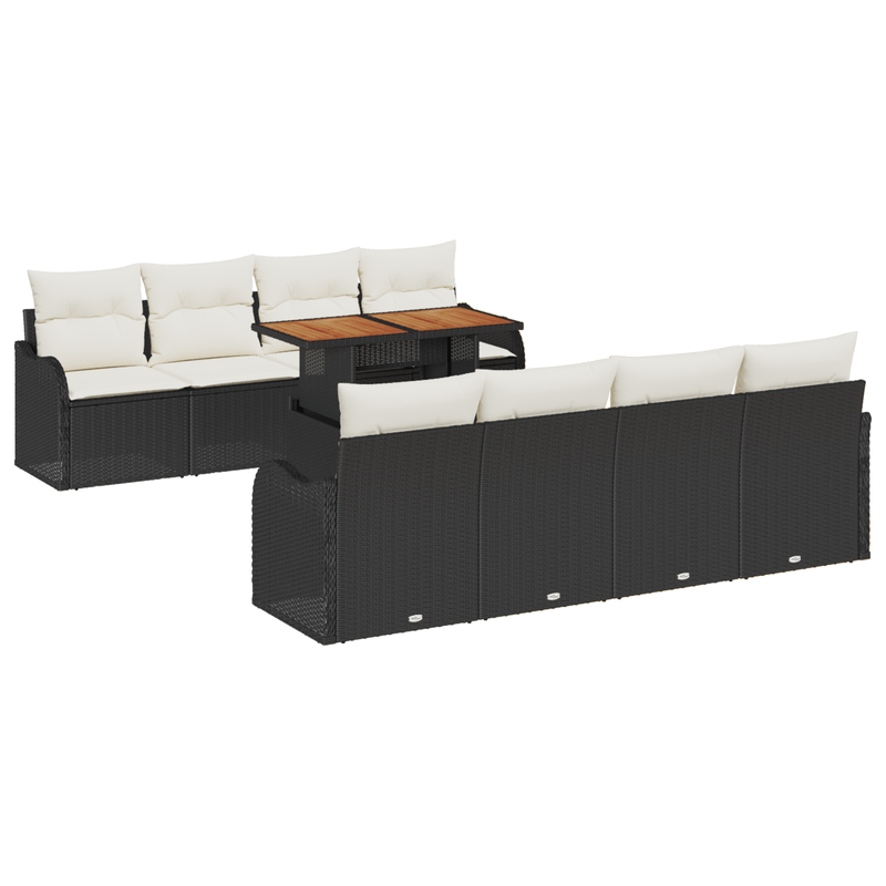 Casa si Gradina - Gradina si terasa - Mobilier exterior - Canapele si fotolii gradina - Set 9 piese gradina cu perne, poli ratan negru - Infinity.ro