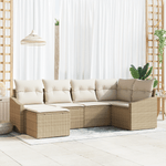 Casa si Gradina - Gradina si terasa - Mobilier exterior - Canapele si fotolii gradina - Set de 6 piese pentru gradina cu perne Bej Ratan Poli - Infinity.ro