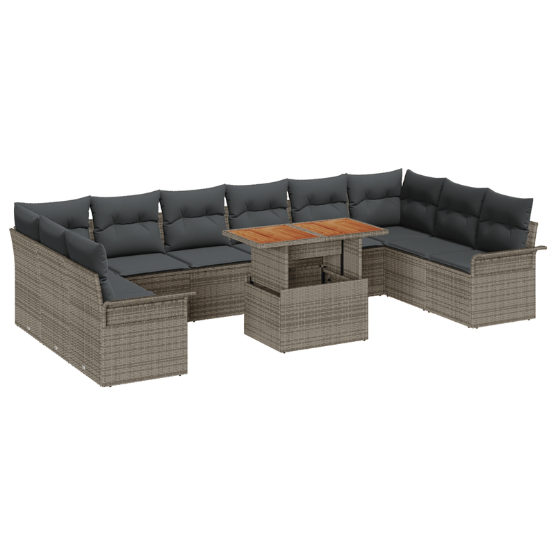 Casa si Gradina - Gradina si terasa - Mobilier exterior - Canapele si fotolii gradina - Set canapea gradina  11 piese cu perne gri ratan poli - Infinity.ro