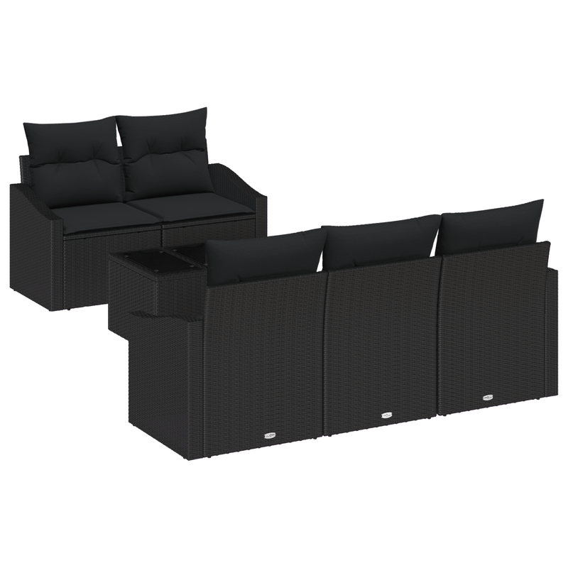 Casa si Gradina - Gradina si terasa - Mobilier exterior - Canapele si fotolii gradina - Set canapea gradina 6 piese cu perne negru poliratan - Infinity.ro