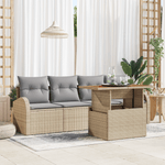 Casa si Gradina - Gradina si terasa - Mobilier exterior - Canapele si fotolii gradina - Set de canapea de gradina  cu 5 piese si perne Bej Poliratan - Infinity.ro