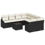 Casa si Gradina - Gradina si terasa - Mobilier exterior - Canapele si fotolii gradina - Set de dining pentru gradina , 9 piese, cu perne, negru, poliratan - Infinity.ro