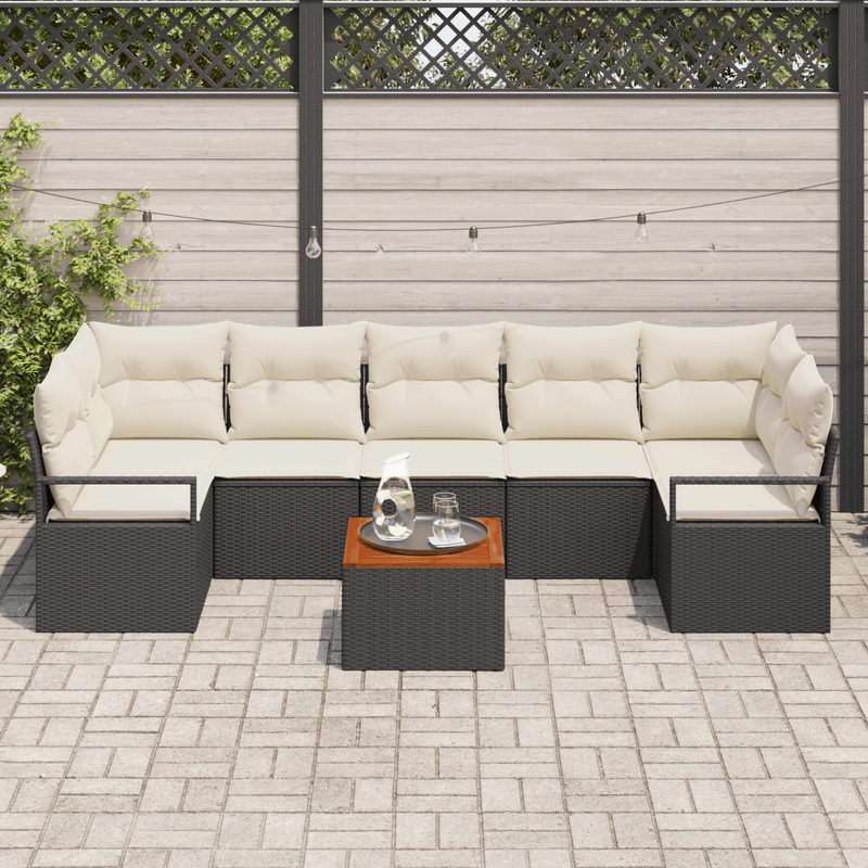 Casa si Gradina - Gradina si terasa - Mobilier exterior - Canapele si fotolii gradina - Set Divan Gradina cu Perne Negru Ratan Polietilenic Acacia - Infinity.ro