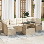 Casa si Gradina - Gradina si terasa - Mobilier exterior - Canapele si fotolii gradina - Set de 8 Piese Sofa pentru Gradina cu Perne Bej din Ratan Polizot - Infinity.ro