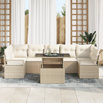 Casa si Gradina - Gradina si terasa - Mobilier exterior - Canapele si fotolii gradina - Set de 8 Piese Sofa pentru Gradina cu Perne Bej din Ratan Polizot - Infinity.ro