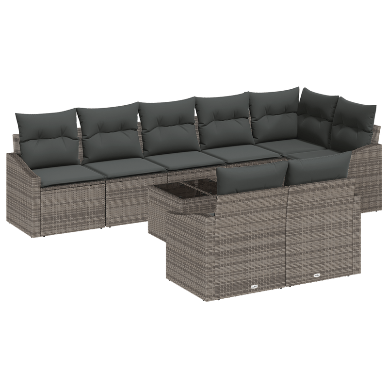 Casa si Gradina - Gradina si terasa - Mobilier exterior - Canapele si fotolii gradina - Set de gradina cu 8 piese si perne din ratan poliesteric negru - Infinity.ro