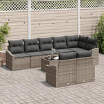 Casa si Gradina - Gradina si terasa - Mobilier exterior - Canapele si fotolii gradina - Set de gradina cu 8 piese si perne din ratan poliesteric negru - Infinity.ro