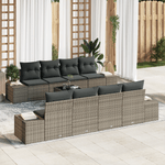Casa si Gradina - Gradina si terasa - Mobilier exterior - Canapele si fotolii gradina - Set canapea pentru gradina cu 7 piese si perne gri din poliratan - Infinity.ro