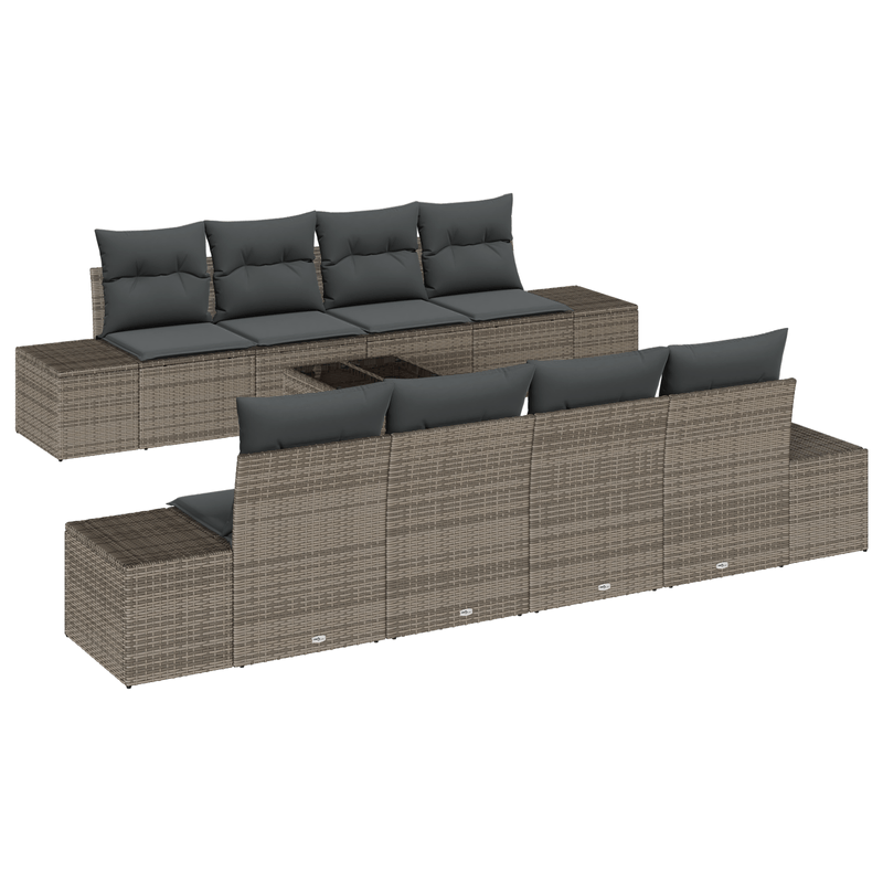 Casa si Gradina - Gradina si terasa - Mobilier exterior - Canapele si fotolii gradina - Set canapea pentru gradina cu 7 piese si perne gri din poliratan - Infinity.ro