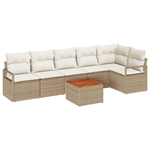 Casa si Gradina - Gradina si terasa - Mobilier exterior - Canapele si fotolii gradina - Set de canapea de gradina  cu 7 piese si perne bej din poliratan si acacia - Infinity.ro