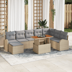 Casa si Gradina - Gradina si terasa - Mobilier exterior - Canapele si fotolii gradina - Set canapea de gradina  9 piese cu perne bej din poli ratan - Infinity.ro