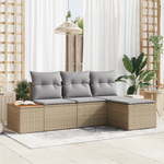 Casa si Gradina - Gradina si terasa - Mobilier exterior - Canapele si fotolii gradina - Set de Canapea pentru Gradina  de 4 Piese cu Perne Bej din Poliratan Acacia - Infinity.ro