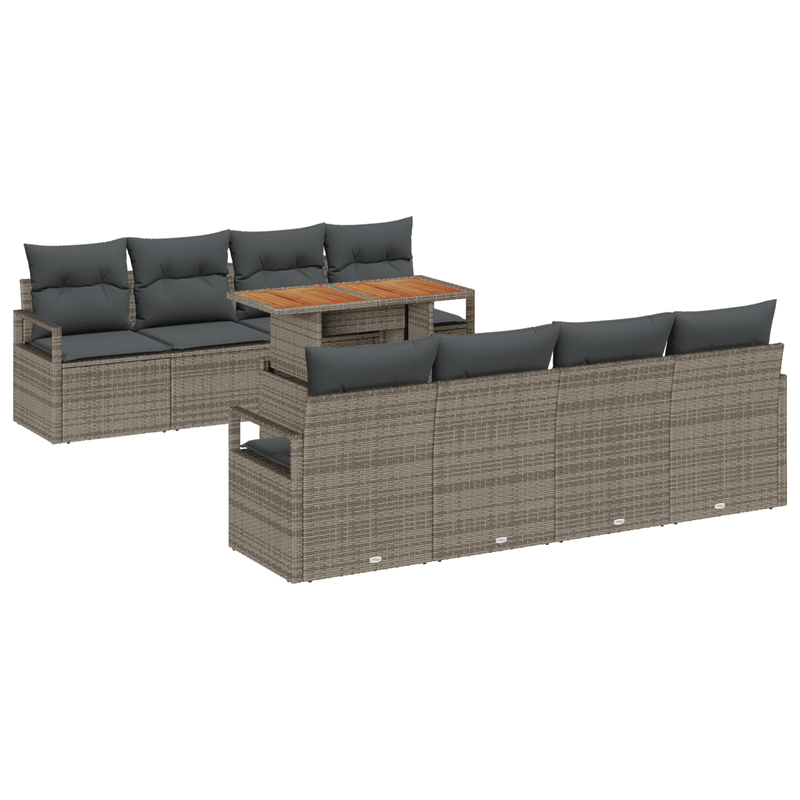 Casa si Gradina - Gradina si terasa - Mobilier exterior - Canapele si fotolii gradina - Set Canapea Gradina  9 Piese cu Perne Gri Poliratan - Infinity.ro