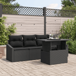 Casa si Gradina - Gradina si terasa - Mobilier exterior - Canapele si fotolii gradina - Set Canapea Gradina 5 Piese cu Perne Negre din Ratan Poli - Infinity.ro