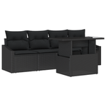 Casa si Gradina - Gradina si terasa - Mobilier exterior - Canapele si fotolii gradina - Set Canapea Gradina 5 Piese cu Perne Negre din Ratan Poli - Infinity.ro