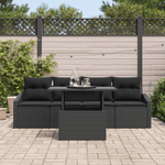 Casa si Gradina - Gradina si terasa - Mobilier exterior - Canapele si fotolii gradina - Set Canapea Gradina 5 Piese cu Perne Negre din Ratan Poli - Infinity.ro