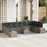 Casa si Gradina - Gradina si terasa - Mobilier exterior - Canapele si fotolii gradina - Set de Canapea pentru Gradina de 10 Piese cu Perna Gri Ratan Polimeric - Infinity.ro