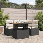 Casa si Gradina - Gradina si terasa - Mobilier exterior - Canapele si fotolii gradina - Set Canapea pentru Gradina 5 Piese cu Pernute Negru Ratan Poli - Infinity.ro