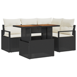 Casa si Gradina - Gradina si terasa - Mobilier exterior - Canapele si fotolii gradina - Set Canapea pentru Gradina 5 Piese cu Pernute Negru Ratan Poli - Infinity.ro