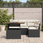 Casa si Gradina - Gradina si terasa - Mobilier exterior - Canapele si fotolii gradina - Set Canapea pentru Gradina 5 Piese cu Pernute Negru Ratan Poli - Infinity.ro