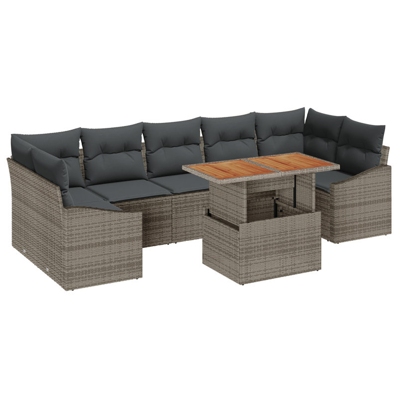 Casa si Gradina - Gradina si terasa - Mobilier exterior - Canapele si fotolii gradina - Set Canapea Gradina cu 8 Piese si Perne Gri Ratan Polimeric - Infinity.ro
