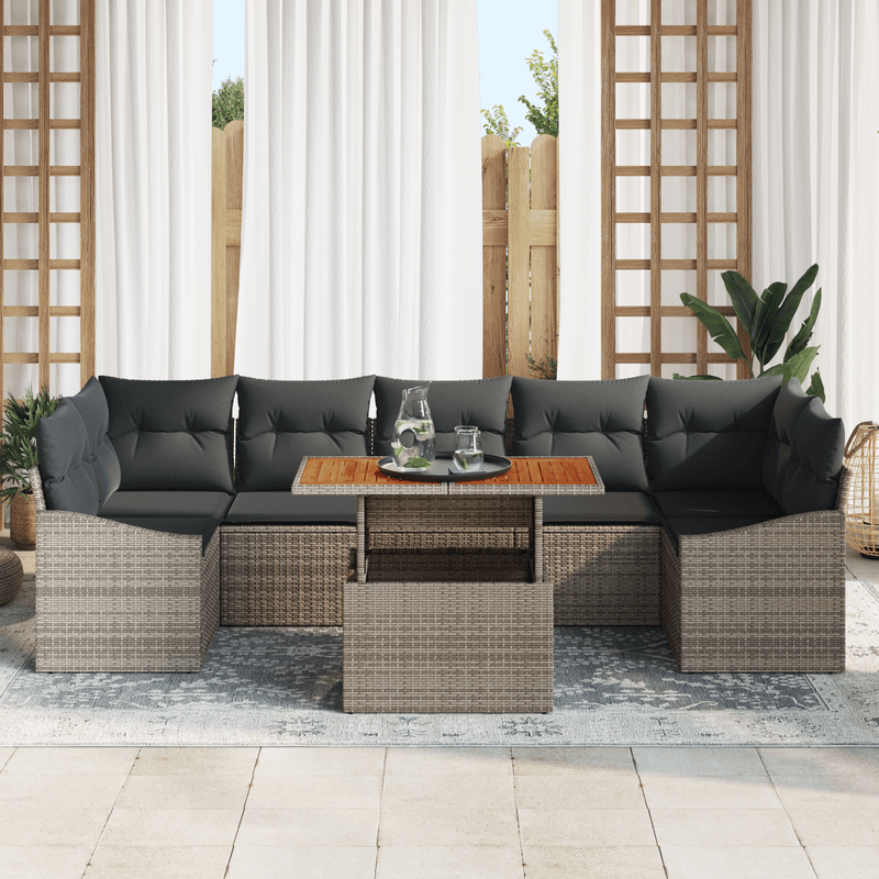 Casa si Gradina - Gradina si terasa - Mobilier exterior - Canapele si fotolii gradina - Set Canapea Gradina cu 8 Piese si Perne Gri Ratan Polimeric - Infinity.ro