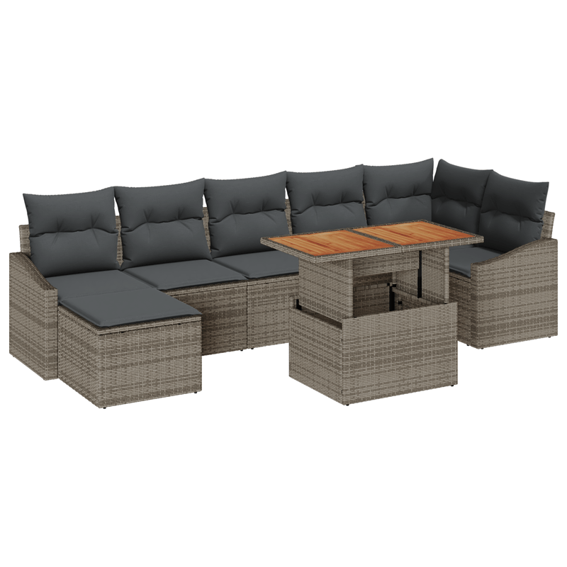 Casa si Gradina - Gradina si terasa - Mobilier exterior - Canapele si fotolii gradina - Set de sofa pentru gradina din 8 piese cu perne gri din ratan poli - Infinity.ro