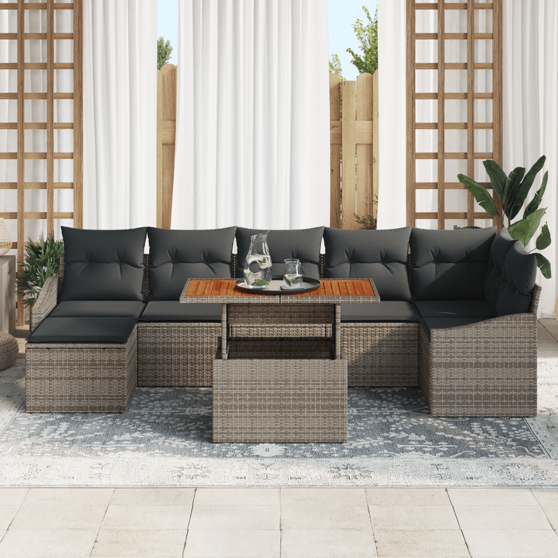 Casa si Gradina - Gradina si terasa - Mobilier exterior - Canapele si fotolii gradina - Set de sofa pentru gradina din 8 piese cu perne gri din ratan poli - Infinity.ro
