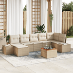 Casa si Gradina - Gradina si terasa - Mobilier exterior - Canapele si fotolii gradina - Set de Sofa de Gradina cu 8 Piese cu Perne Bej din Ratan Polimeric Acacia - Infinity.ro