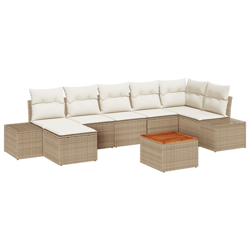 Casa si Gradina - Gradina si terasa - Mobilier exterior - Canapele si fotolii gradina - Set de Sofa de Gradina cu 8 Piese cu Perne Bej din Ratan Polimeric Acacia - Infinity.ro