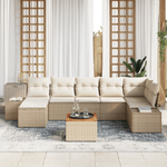 Casa si Gradina - Gradina si terasa - Mobilier exterior - Canapele si fotolii gradina - Set de Sofa de Gradina cu 8 Piese cu Perne Bej din Ratan Polimeric Acacia - Infinity.ro