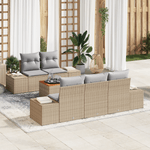 Casa si Gradina - Gradina si terasa - Mobilier exterior - Canapele si fotolii gradina - Set de canapea gradina de 6 piese cu perne bej din ratan poli - Infinity.ro