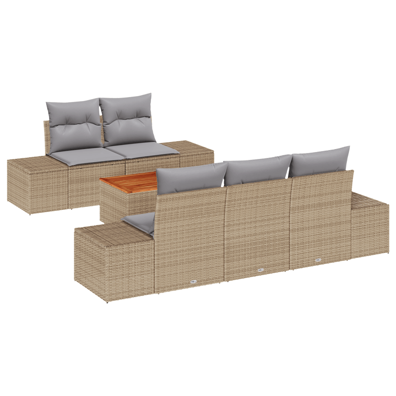 Casa si Gradina - Gradina si terasa - Mobilier exterior - Canapele si fotolii gradina - Set de canapea gradina de 6 piese cu perne bej din ratan poli - Infinity.ro