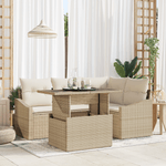 Casa si Gradina - Gradina si terasa - Mobilier exterior - Canapele si fotolii gradina - Set de canapea pentru gradina 5 piese cu perne Bej din poliratan - Infinity.ro