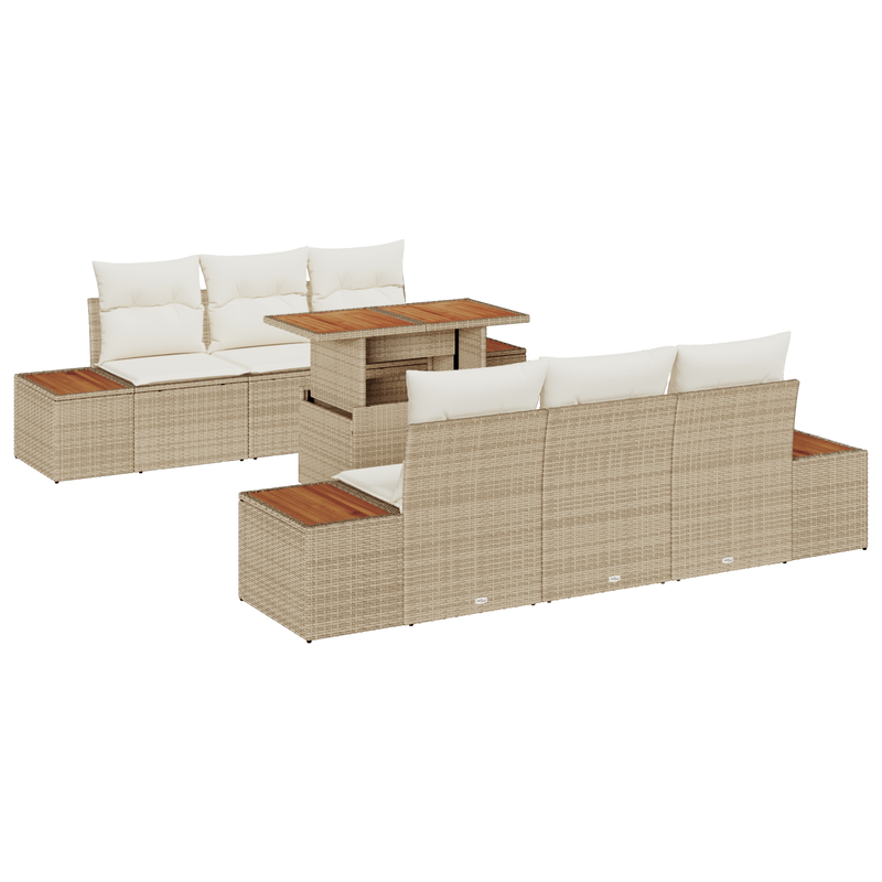 Casa si Gradina - Gradina si terasa - Mobilier exterior - Canapele si fotolii gradina - Set de canapele de gradina  cu perne Bej Ratan Poli - Infinity.ro