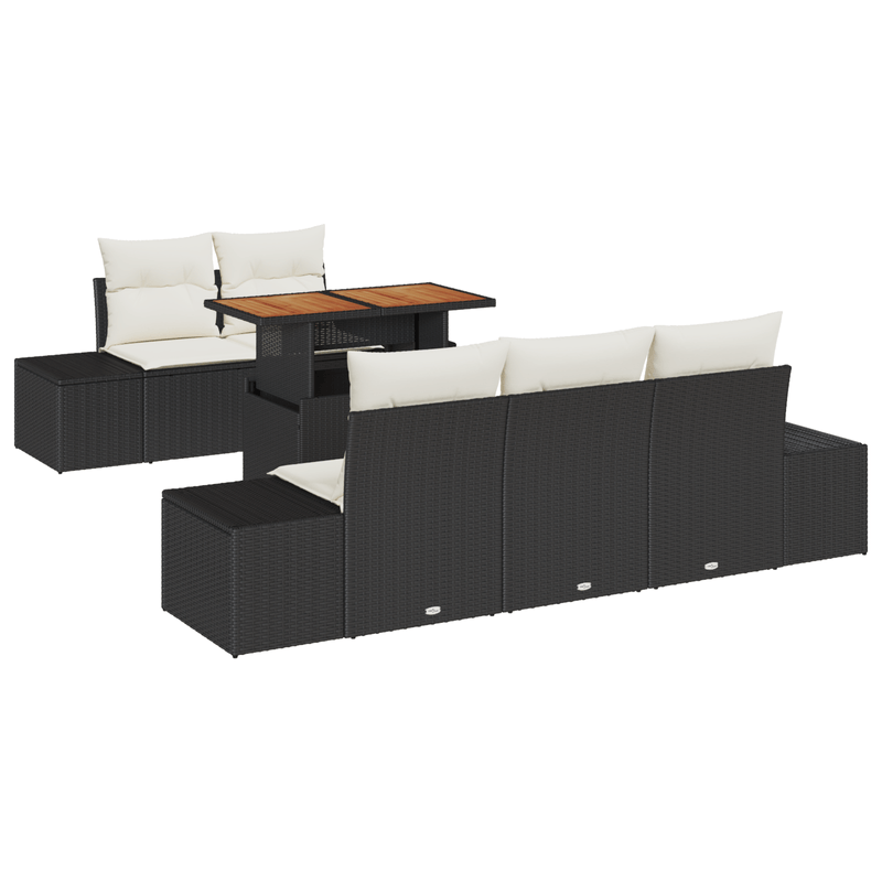 Casa si Gradina - Gradina si terasa - Mobilier exterior - Canapele si fotolii gradina - Set de Sofa de Gradina cu Pernite Ratan Polimer Negru - Infinity.ro