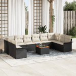 Casa si Gradina - Gradina si terasa - Mobilier exterior - Canapele si fotolii gradina - Set canapele gradina  perne Negru Poliratan Acacia - Infinity.ro