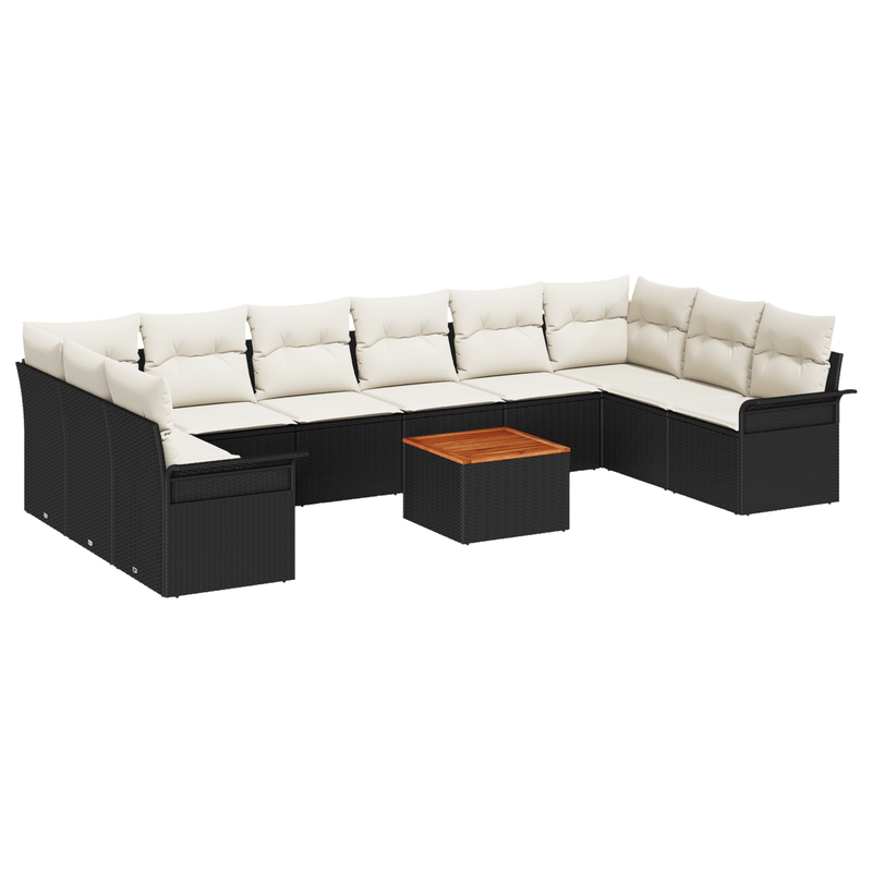Casa si Gradina - Gradina si terasa - Mobilier exterior - Canapele si fotolii gradina - Set canapele gradina  perne Negru Poliratan Acacia - Infinity.ro