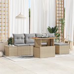 Casa si Gradina - Gradina si terasa - Mobilier exterior - Seturi mobila gradina - Set canapea 6 piese cu perne Bej din ratan poli - Infinity.ro