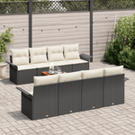 Casa si Gradina - Gradina si terasa - Mobilier exterior - Canapele si fotolii gradina - Set Canapea Gradina  cu Pernute 9 Piese Negru Poliratan Acacia - Infinity.ro